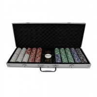 Фотография Набор из 500 фишек для покера с номиналом в серебристом кейсе (Фабрика покера) [=city]