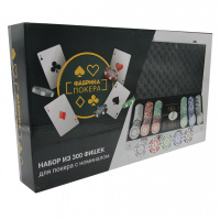 Фотография Набор из 300 фишек для покера с номиналом в серебристом кейсе (Фабрика покера) [=city]