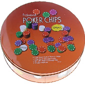 Фотография Набор для покера в мет. овал. коробке 120 фишек с номиналом. [=city]